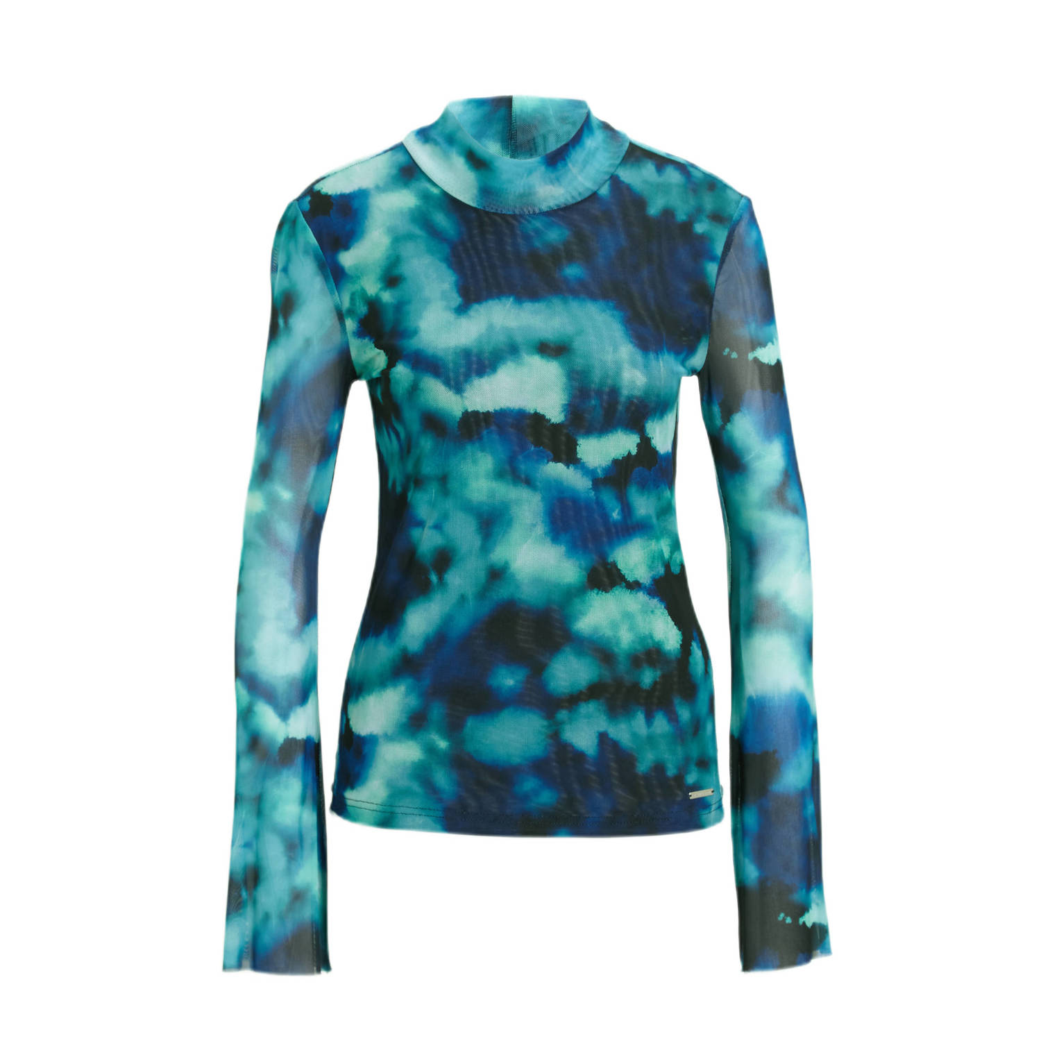 Colourful Rebel tie-dye semi-transparante mesh top Leyo blauw lichtblauw