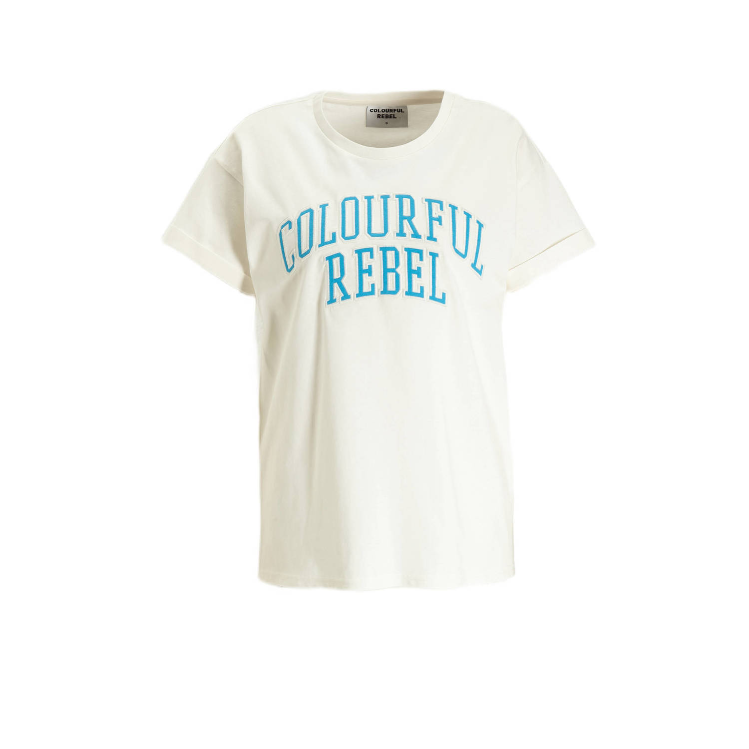 Colourful Rebel T-shirt Patch met logo ecru turquoise