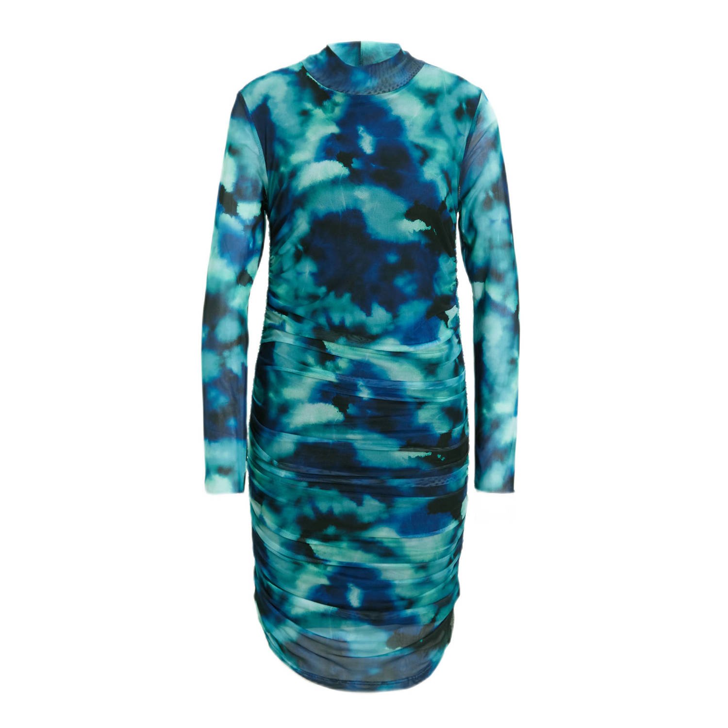 Colourful Rebel tie-dye semi-transparante mesh jurk Juda blauw lichtblauw