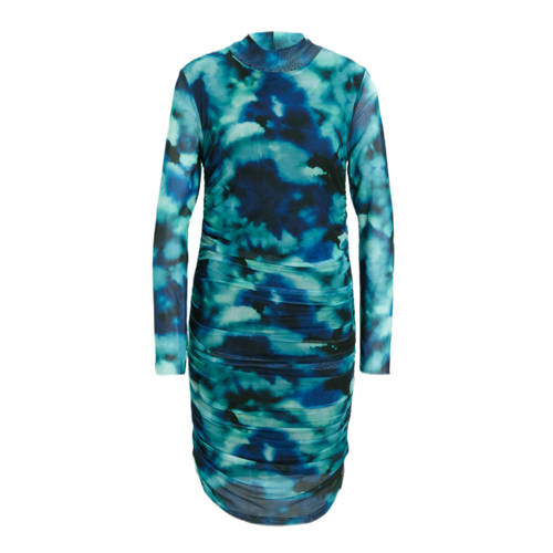 Colourful Rebel tie-dye semi-transparante mesh jurk Juda blauw/ lichtblauw