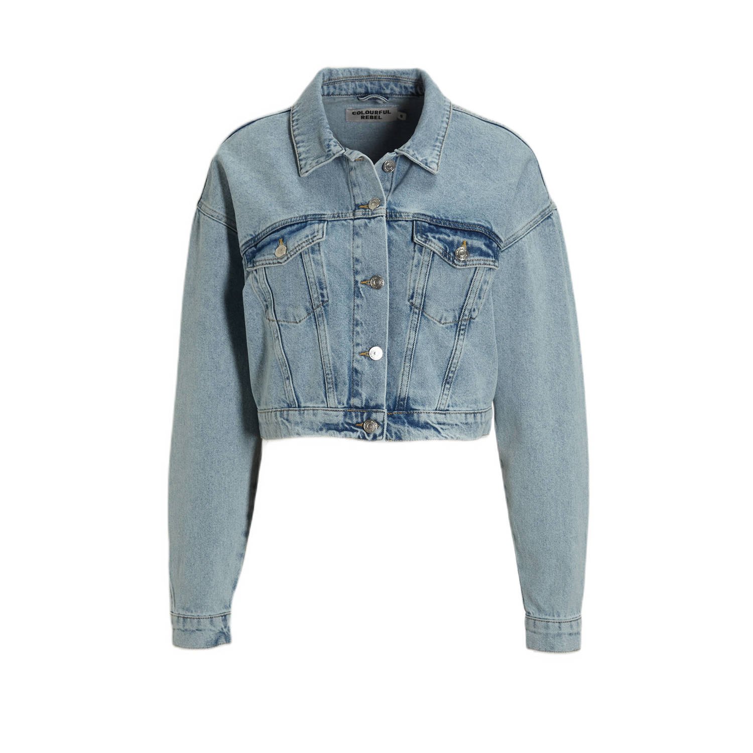 COLOURFUL REBEL Dames Jassen Ornel Cropped Denim Jacket Blauw