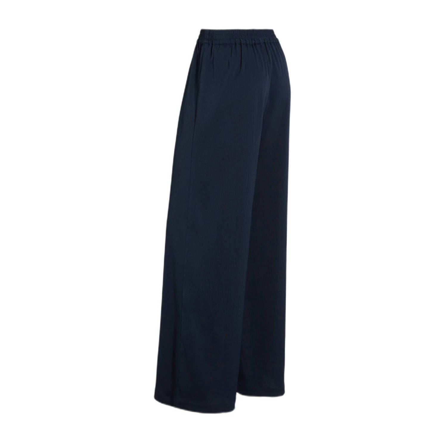 Miljuschka by Wehkamp satijnen broek met textuur donkerblauw