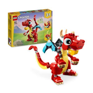 3-in-1 Rode draak Speelgoed Dieren Figuren Set met Vis en Feniks 31145