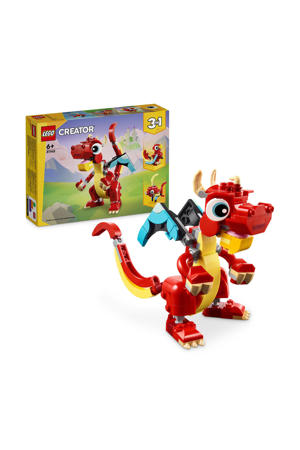 3-in-1 Rode draak Speelgoed Dieren Figuren Set met Vis en Feniks 31145 