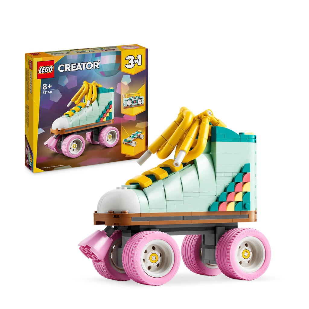 LEGO Creator 3-in-1 Retro rolschaats met Mini Skateboard en Gettoblaster Radio Speelgoed 31148