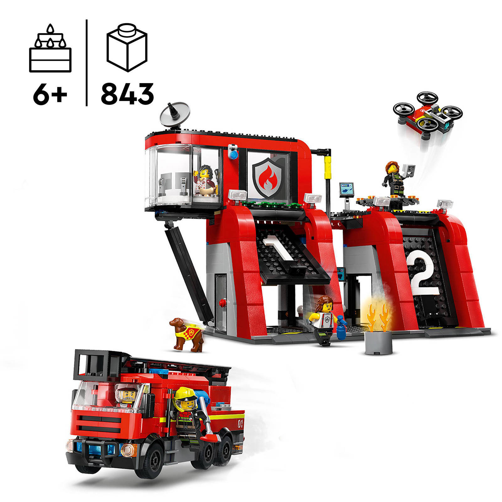 LEGO City Brandweerkazerne en brandweerauto Brandweer LEGO City Brandweerkazerne en brandweerauto Brandweer