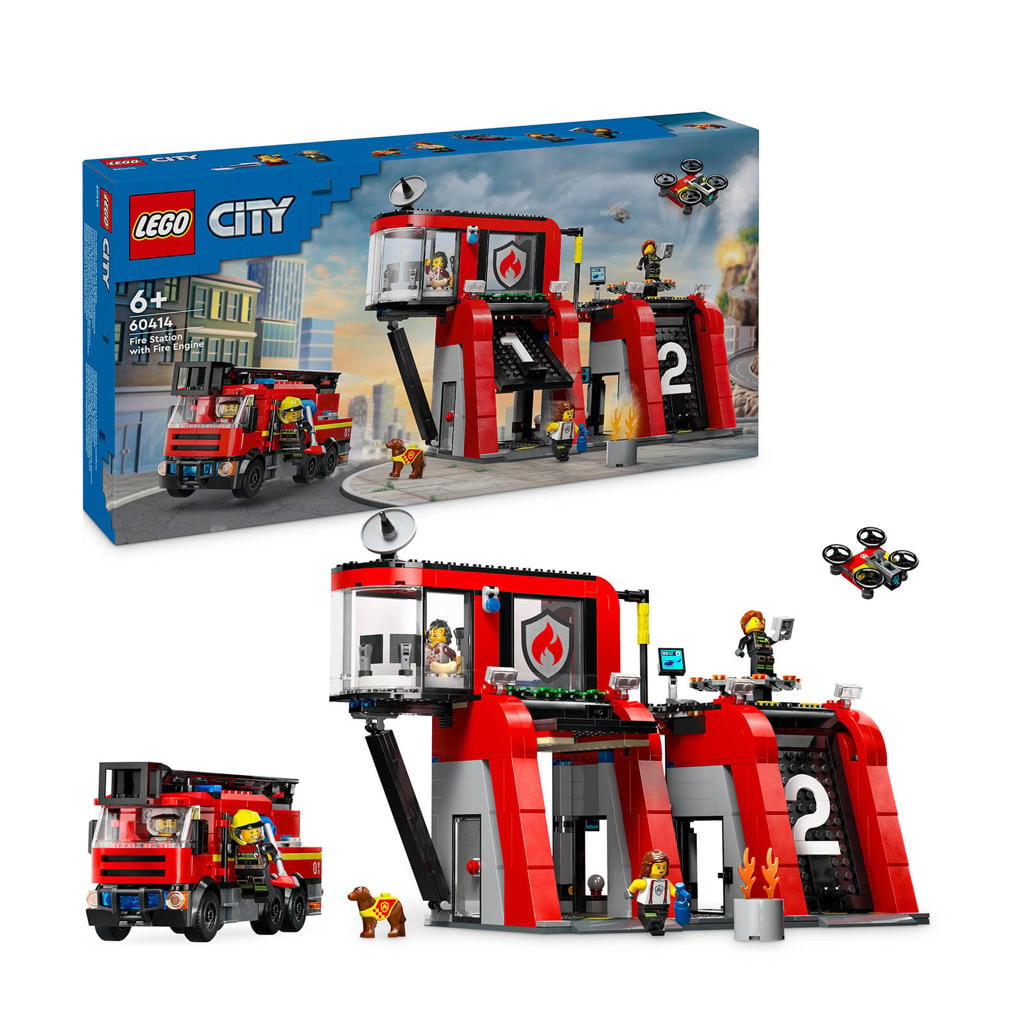 LEGO City Brandweerkazerne en brandweerauto Brandweer Speelgoed voor Kinderen 60414