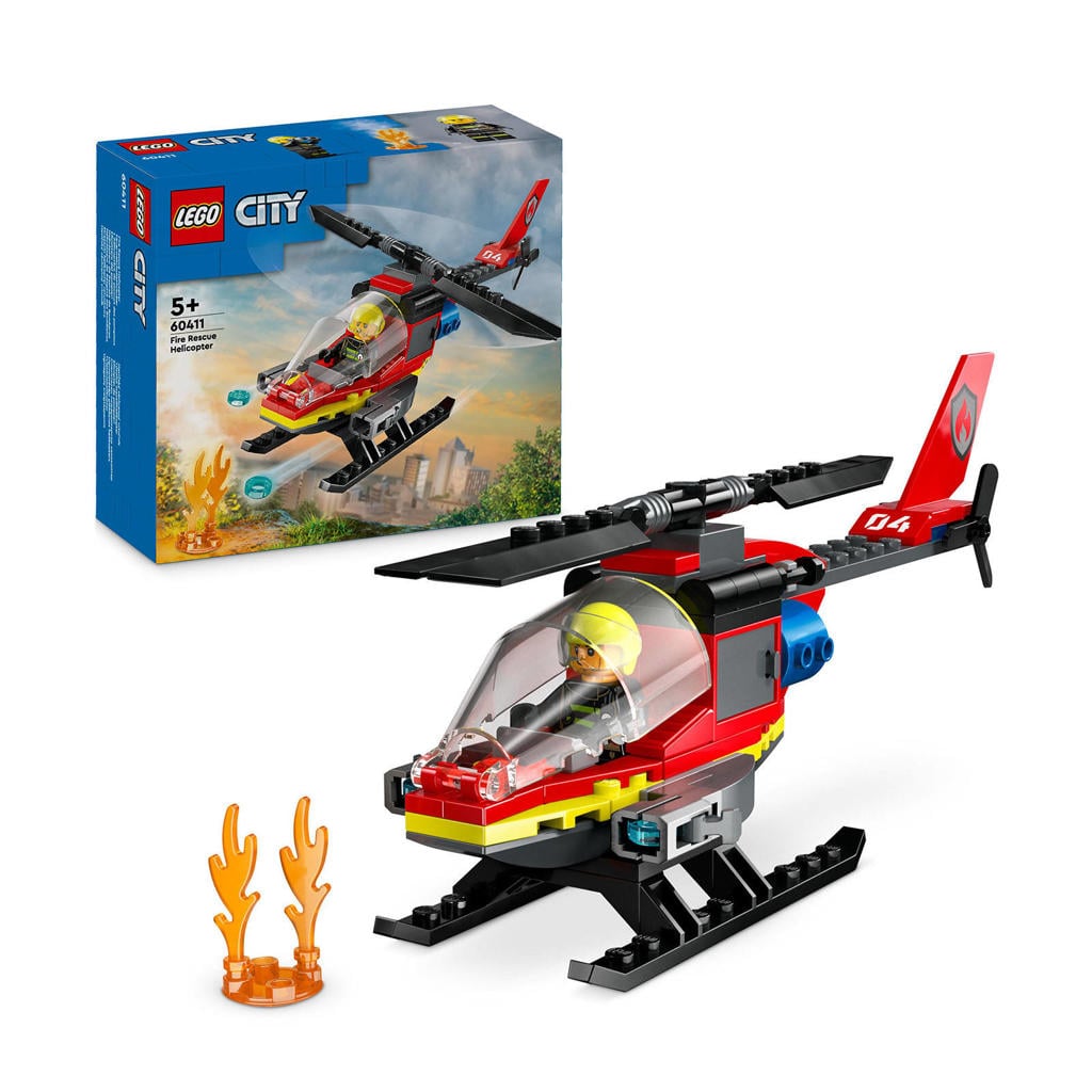 LEGO City Brandweerhelikopter Reddingsvoertuig Speelgoed met Minifiguur van Piloot 60411