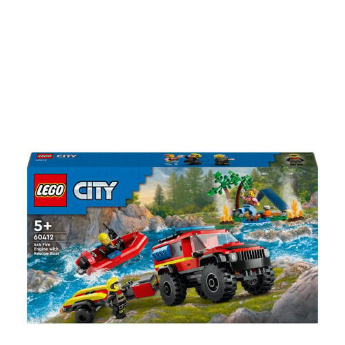 Wehkamp LEGO City 4x4 brandweer auto met reddingsboot 60412 aanbieding