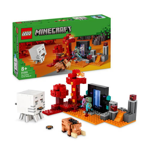 Wehkamp LEGO Minecraft Hinderlaag bij het Nether-portaal 21255 aanbieding