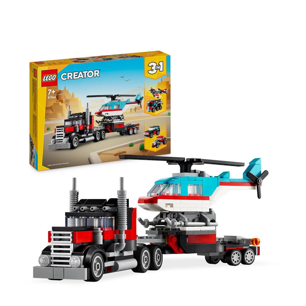LEGO Creator 3-in-1 Truck met helikopter Speelgoed Auto en Vliegtuig Set 31146