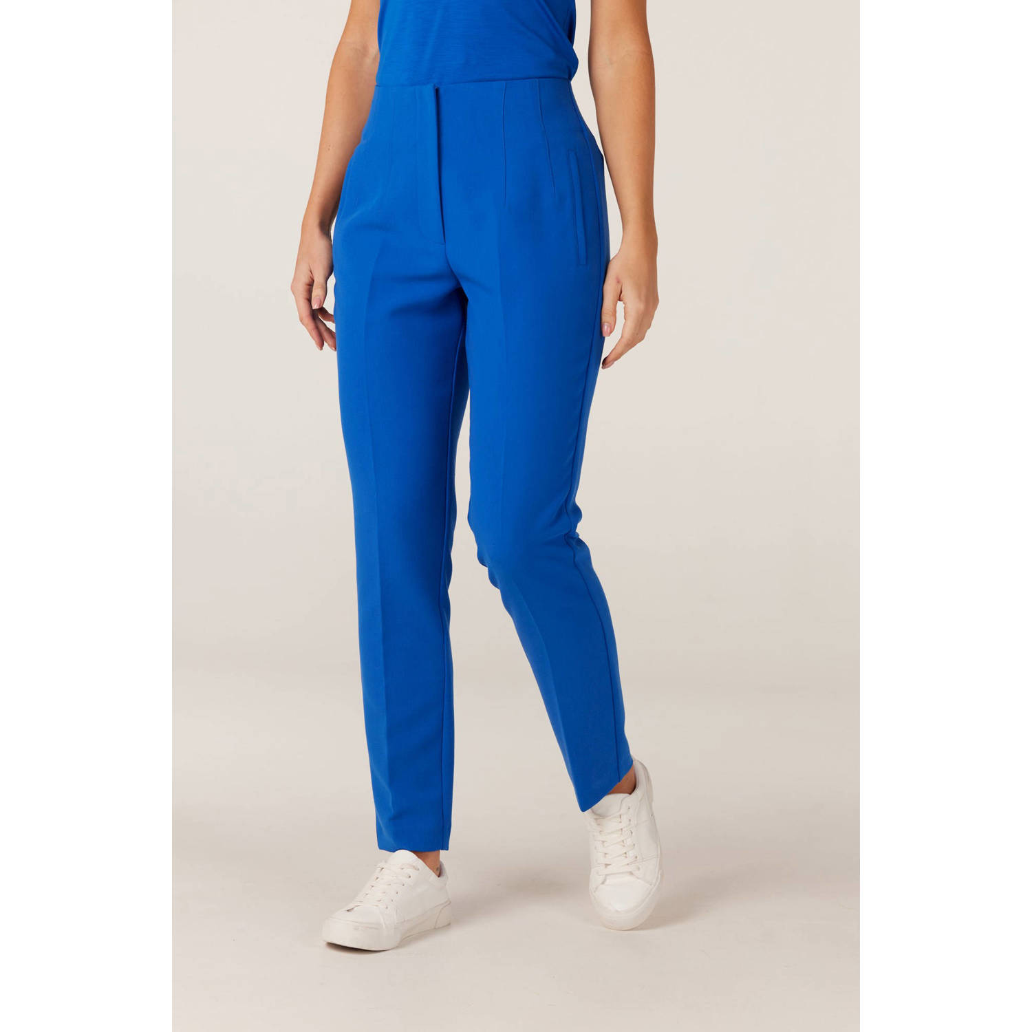 JANSEN Amsterdam high waist straight fit pantalon ISA blauw