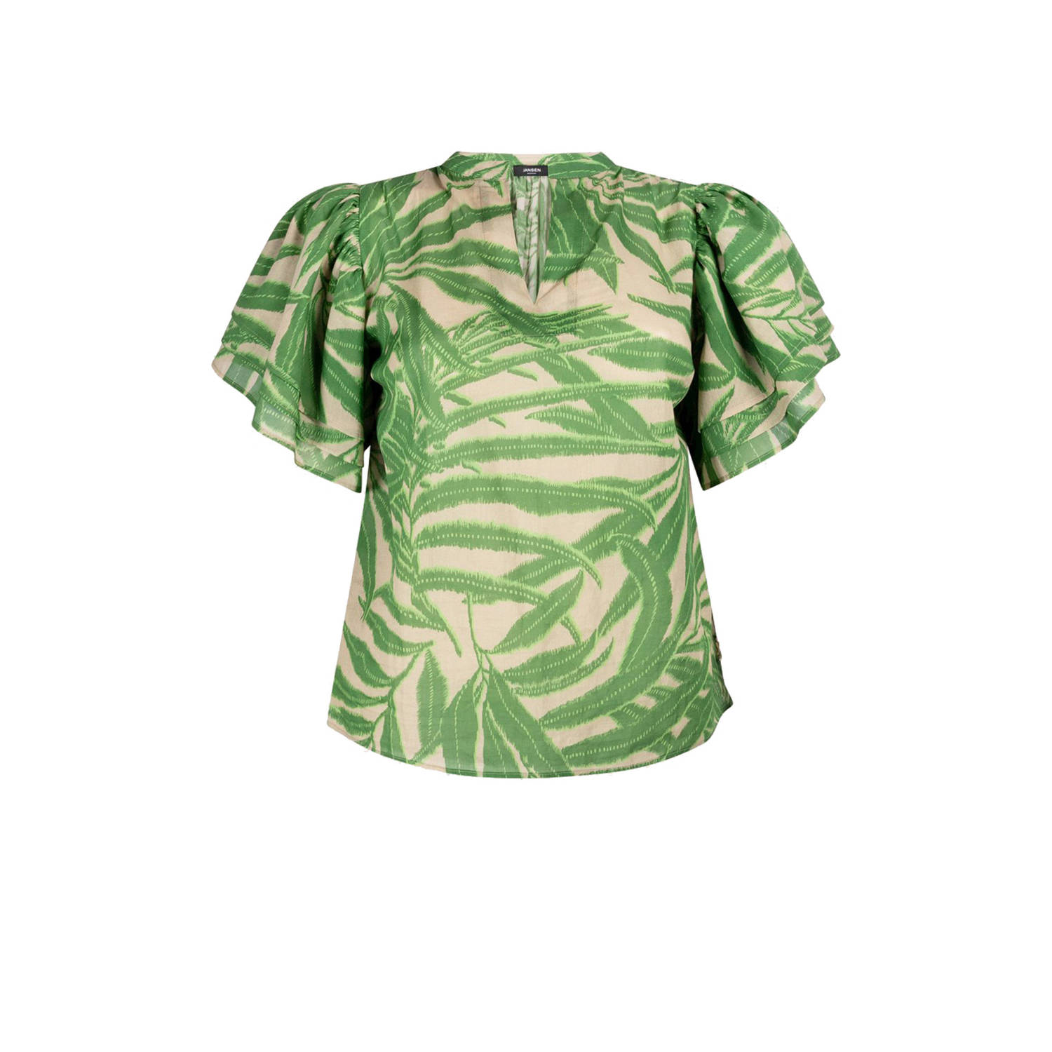 JANSEN Amsterdam top met all over print groen ecru