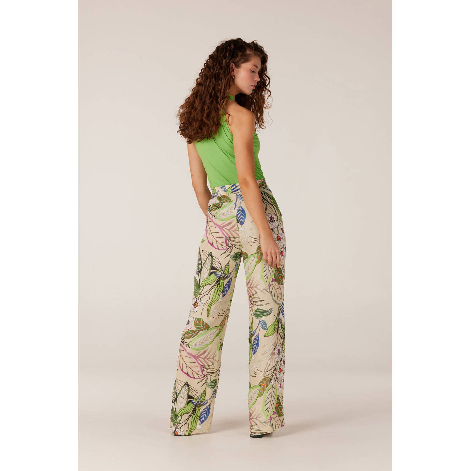 JANSEN Amsterdam wide leg broek met all over print