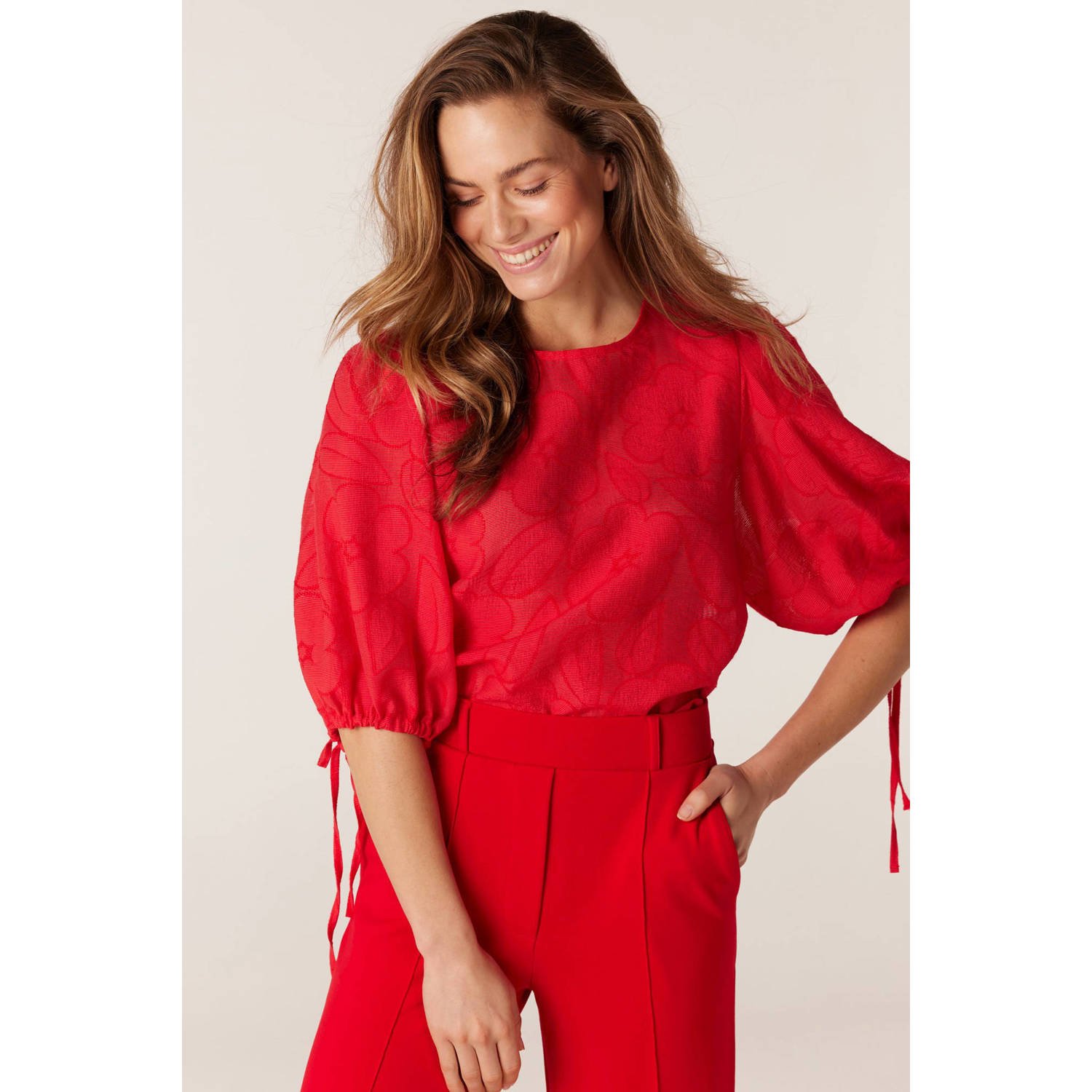 JANSEN Amsterdam top ROX met all over print rood