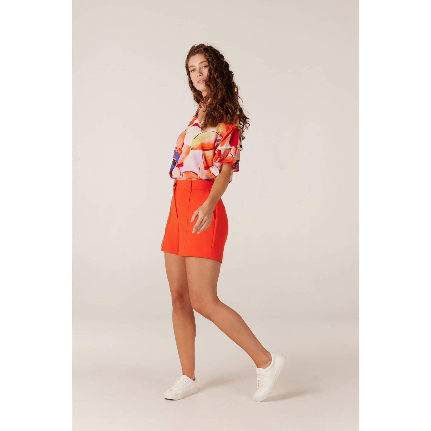 JANSEN Amsterdam top OSAI met all over print en mesh multi