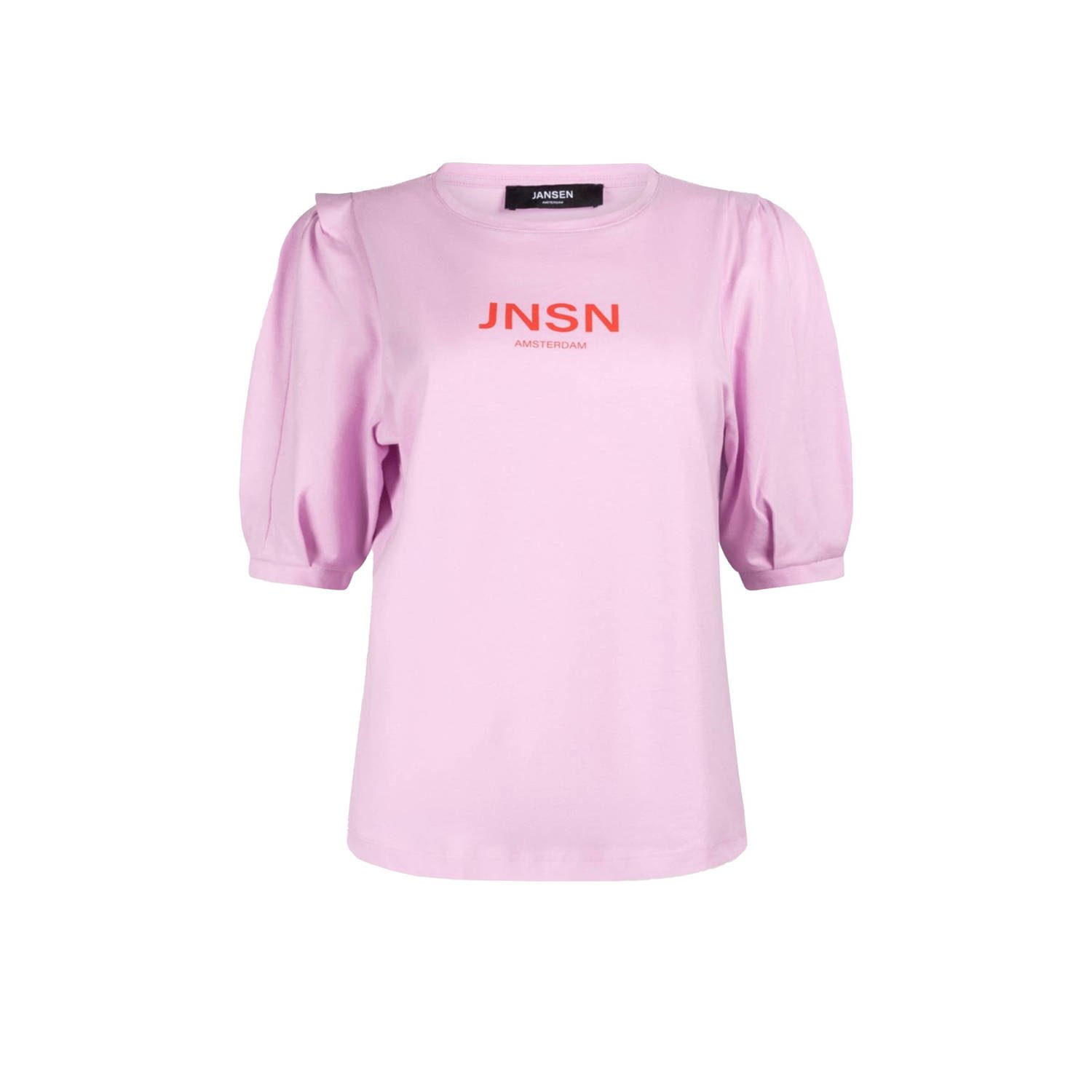 JANSEN Amsterdam T-shirt JINTE met printopdruk roze rood