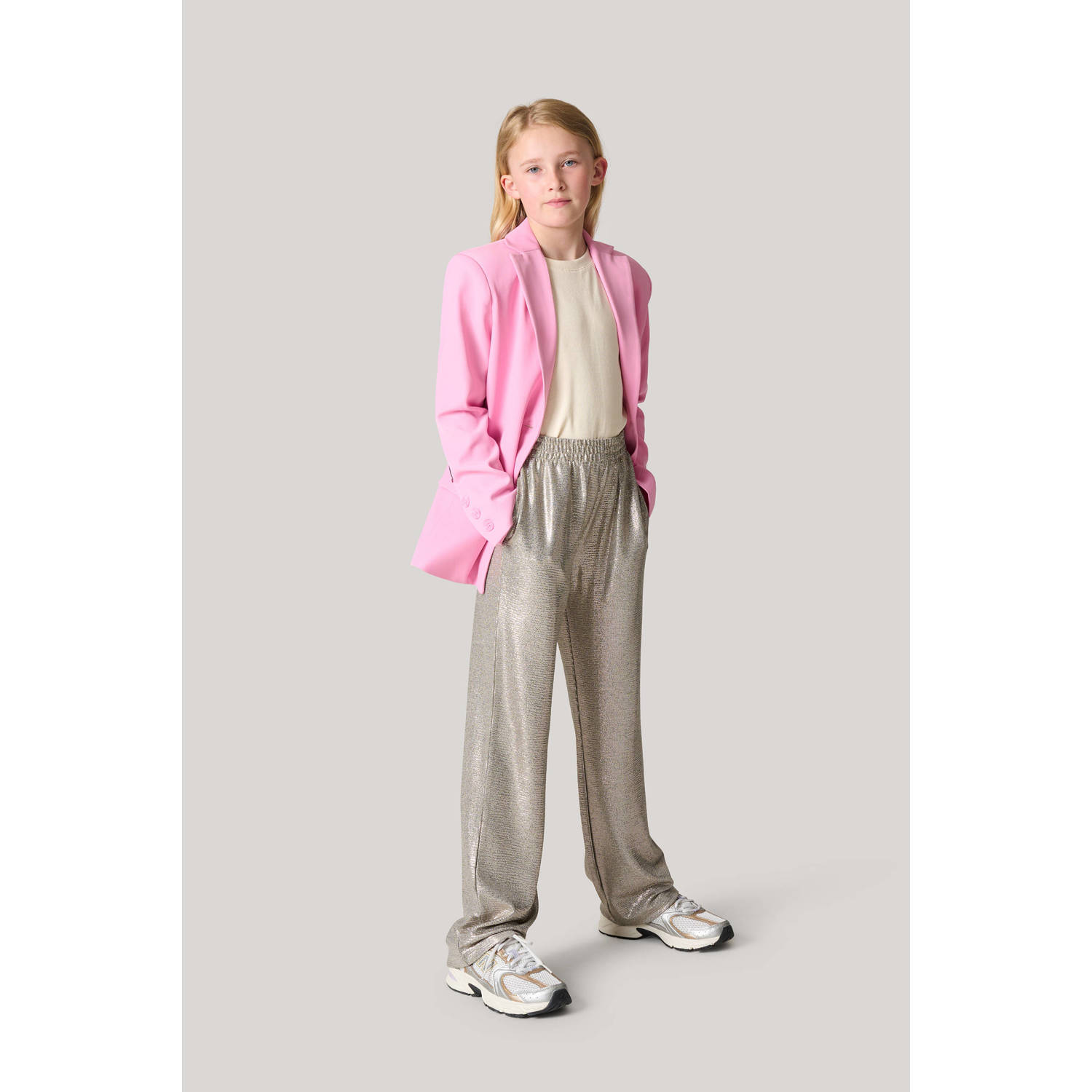 Shoeby wide leg broek met glitters zilver