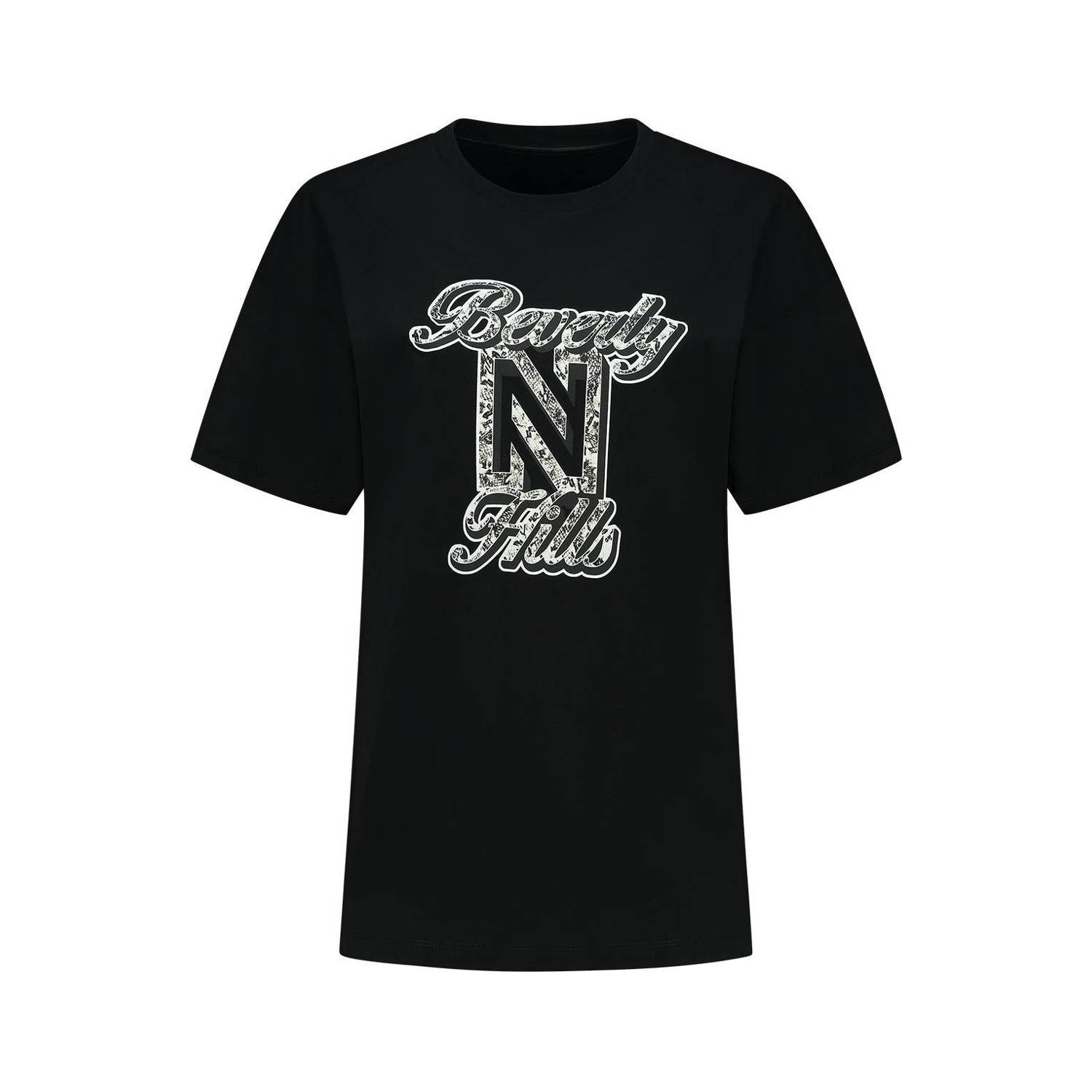 NIKKIE T-shirt Beverly met printopdruk zwart