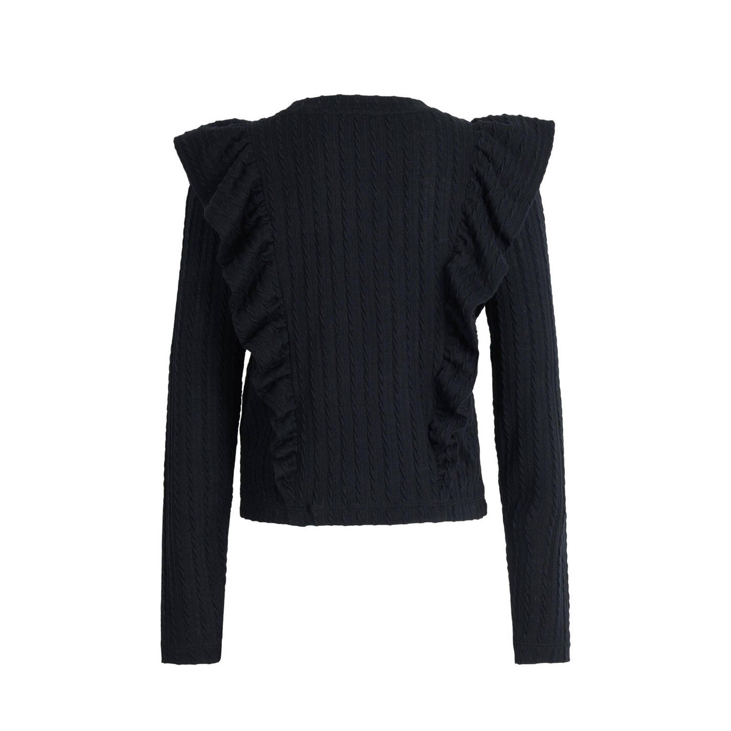 Shoeby gebreide longsleeve met ruches zwart