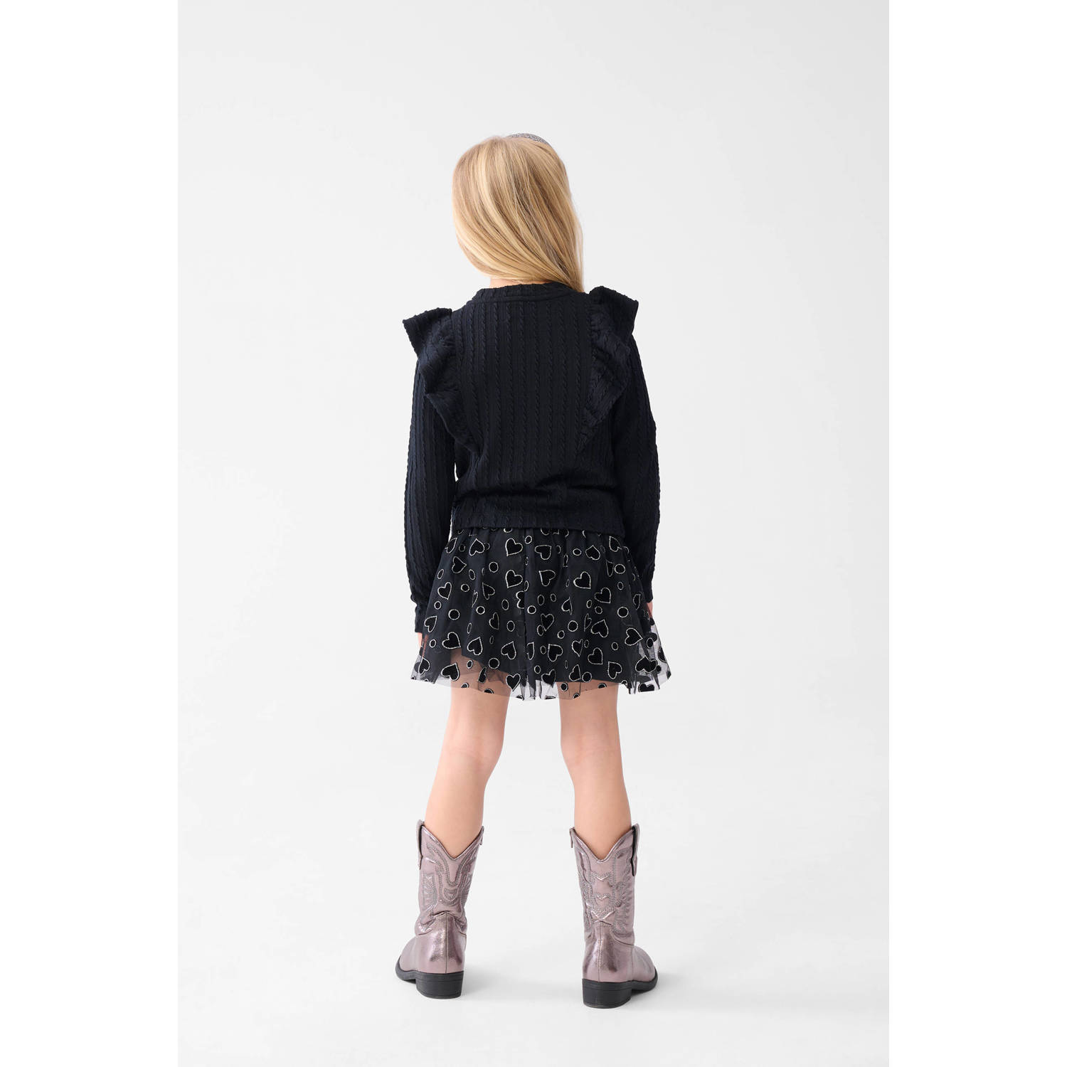 Shoeby gebreide longsleeve met ruches zwart