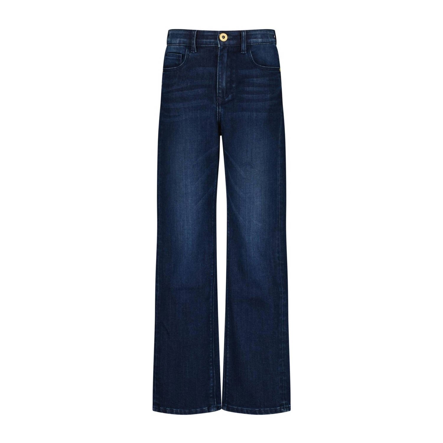 VINGINO loose fit jeans Cara medium blue denim Blauw Meisjes Stretchdenim 134