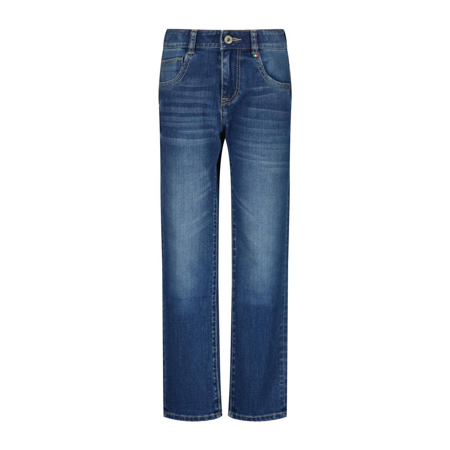 VINGINO straight fit jeans Paco medium blue denim Blauw Effen 140