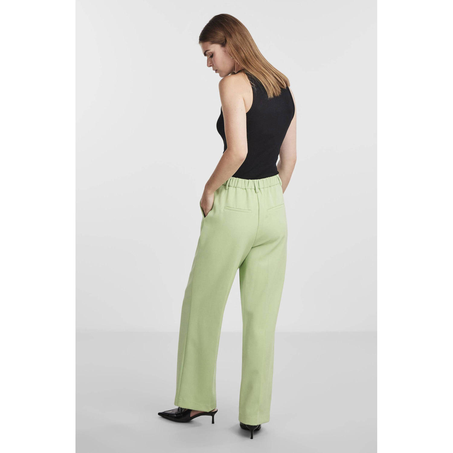 Y.A.S high waist straight fit pantalon YASLIKKA groen