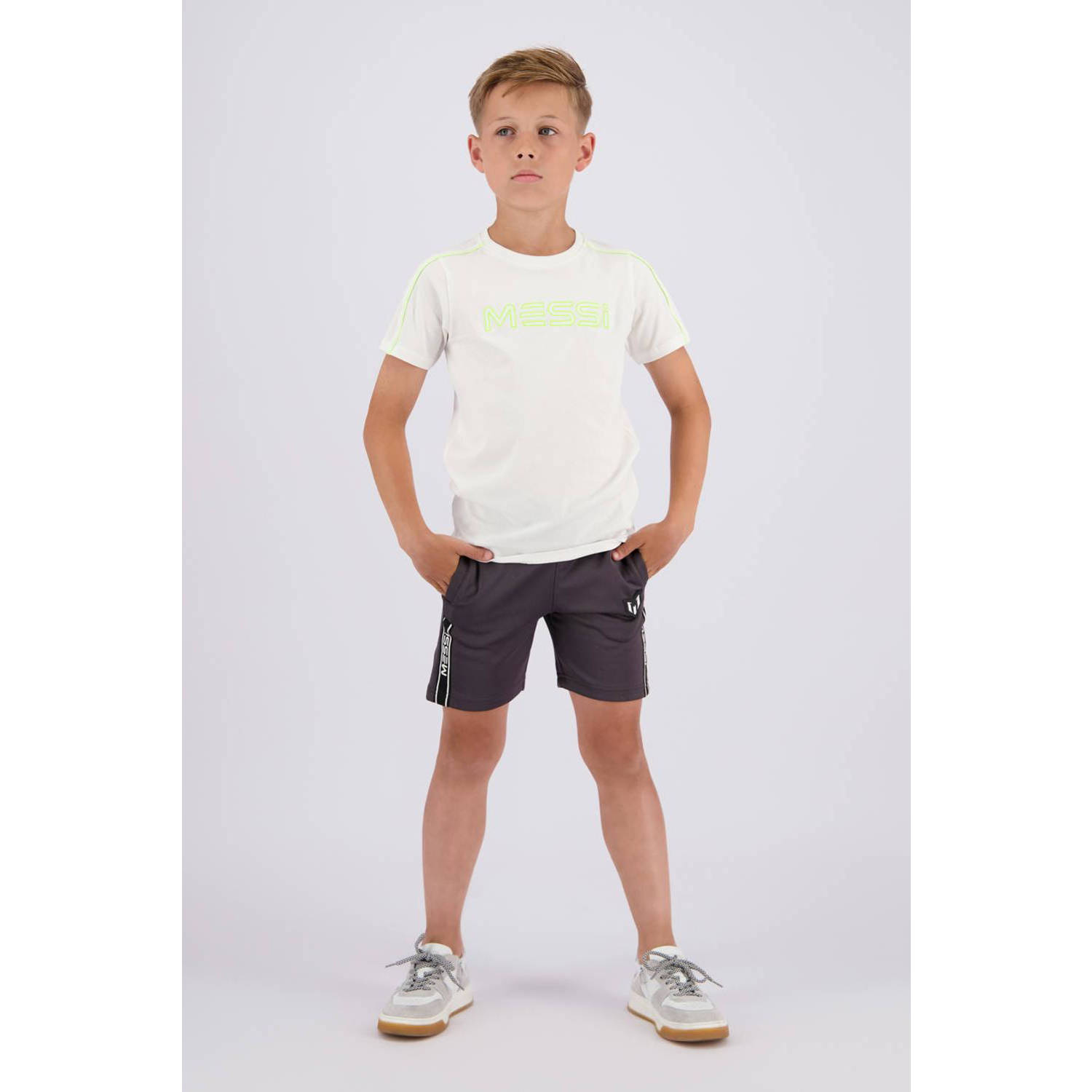 VINGINO x Messi T-shirt Jaxe met logo wit Jongens Stretchkatoen Ronde hals 128