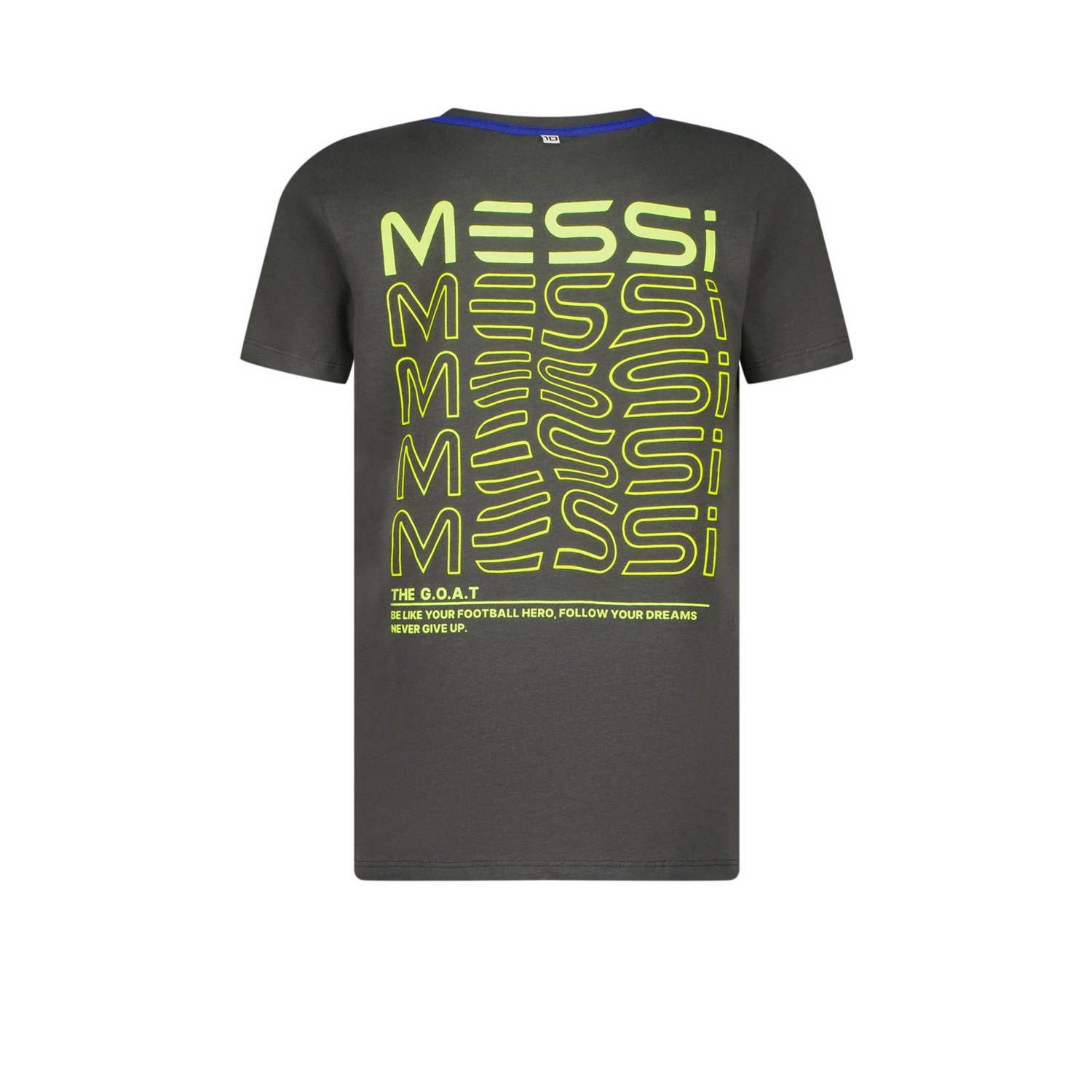 Vingino x Messi T-shirt Jacko met backprint donkergrijs geel