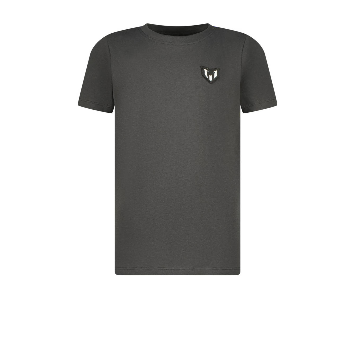 VINGINO x Messi T-shirt Jacko met backprint donkergrijs geel Jongens Stretchkatoen Ronde hals 128