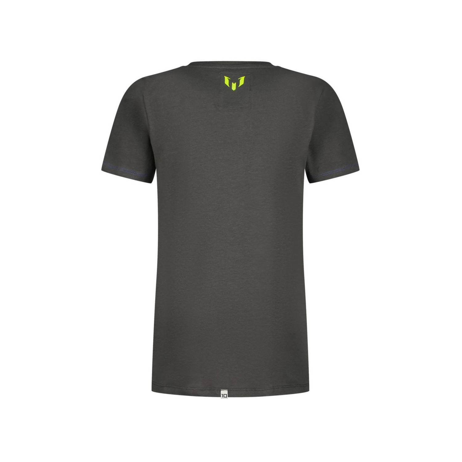 Vingino x Messi T-shirt met logo antraciet neongeel