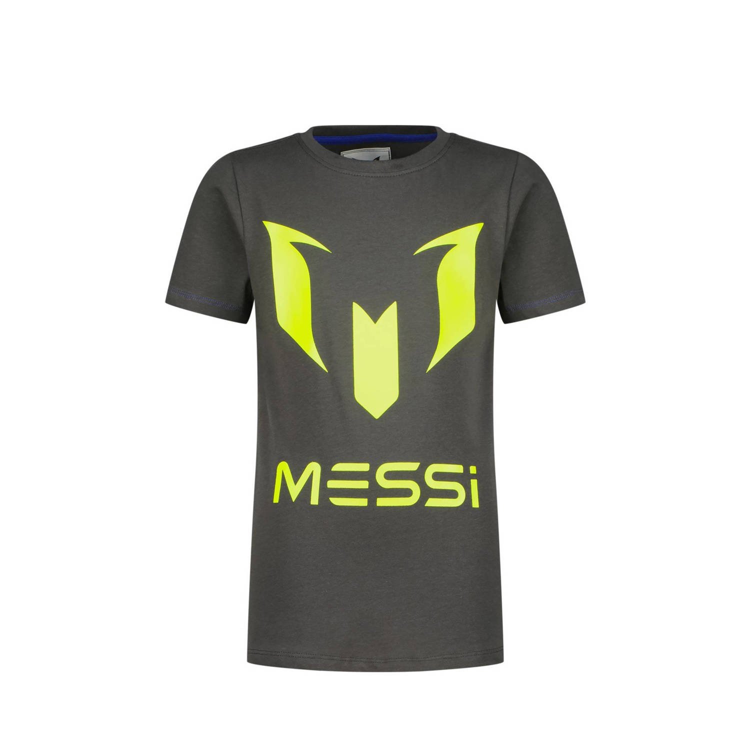 Vingino x Messi T-shirt met logo antraciet neongeel