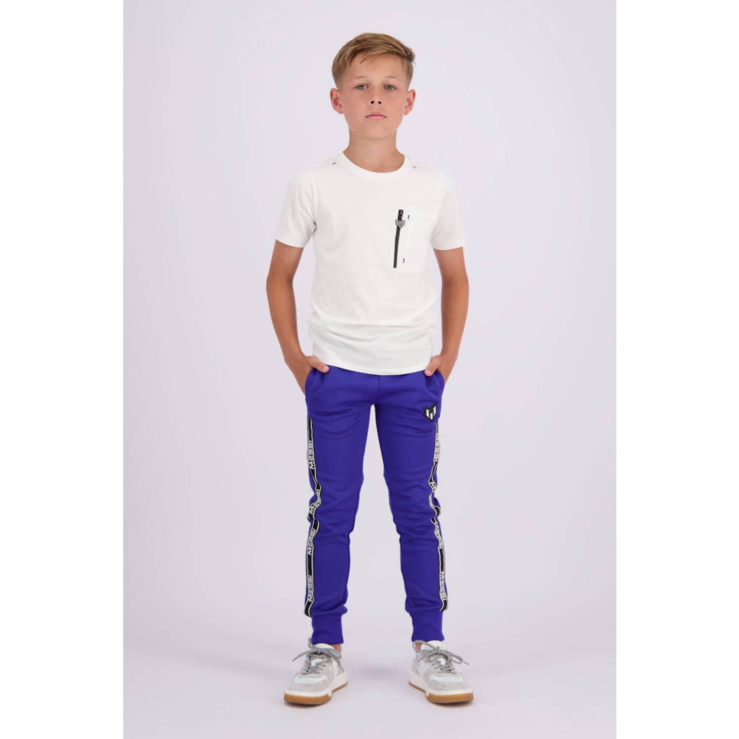 Vingino x Messi joggingbroek Serto met zijstreep hardblauw