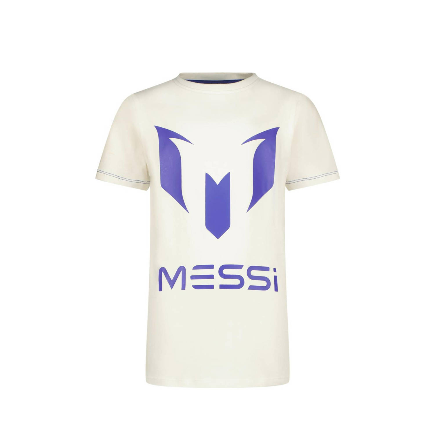 VINGINO x Messi T-shirt met printopdruk wit hardblauw Jongens Stretchkatoen Ronde hals 140