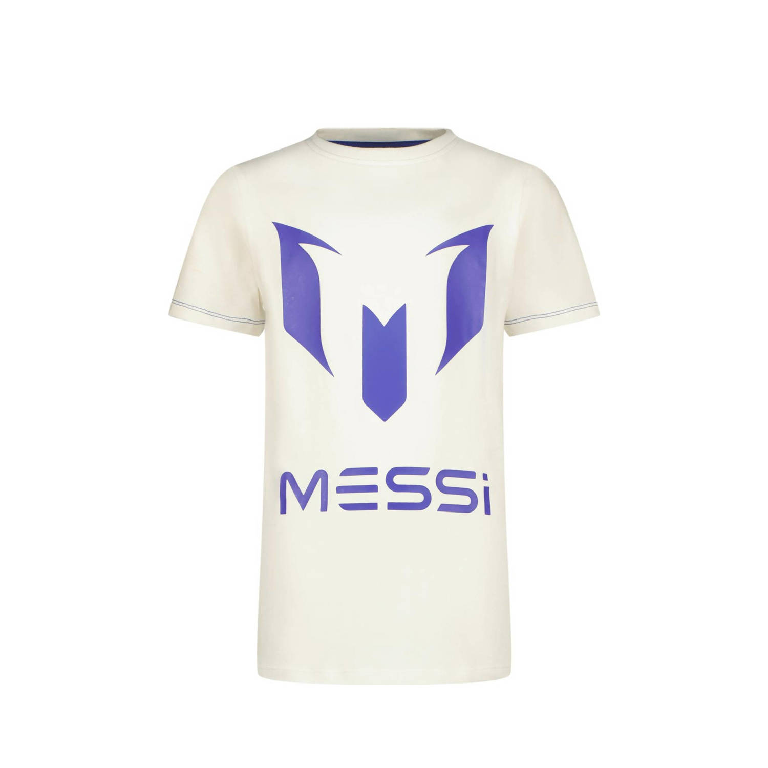 VINGINO x Messi T-shirt met printopdruk wit hardblauw Jongens Stretchkatoen Ronde hals 116