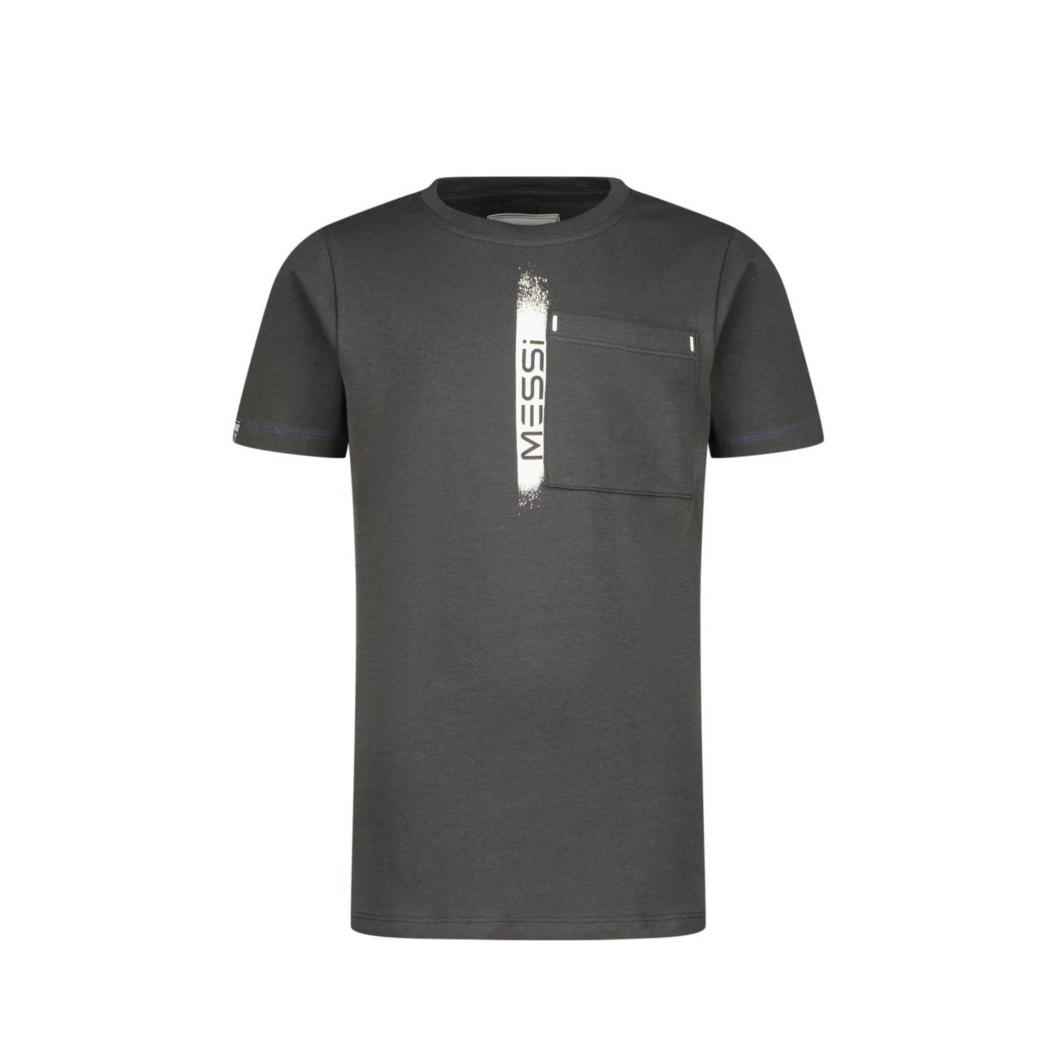 VINGINO x Messi T-shirt Jefos met tekst donkergrijs Jongens Stretchkatoen Ronde hals 128