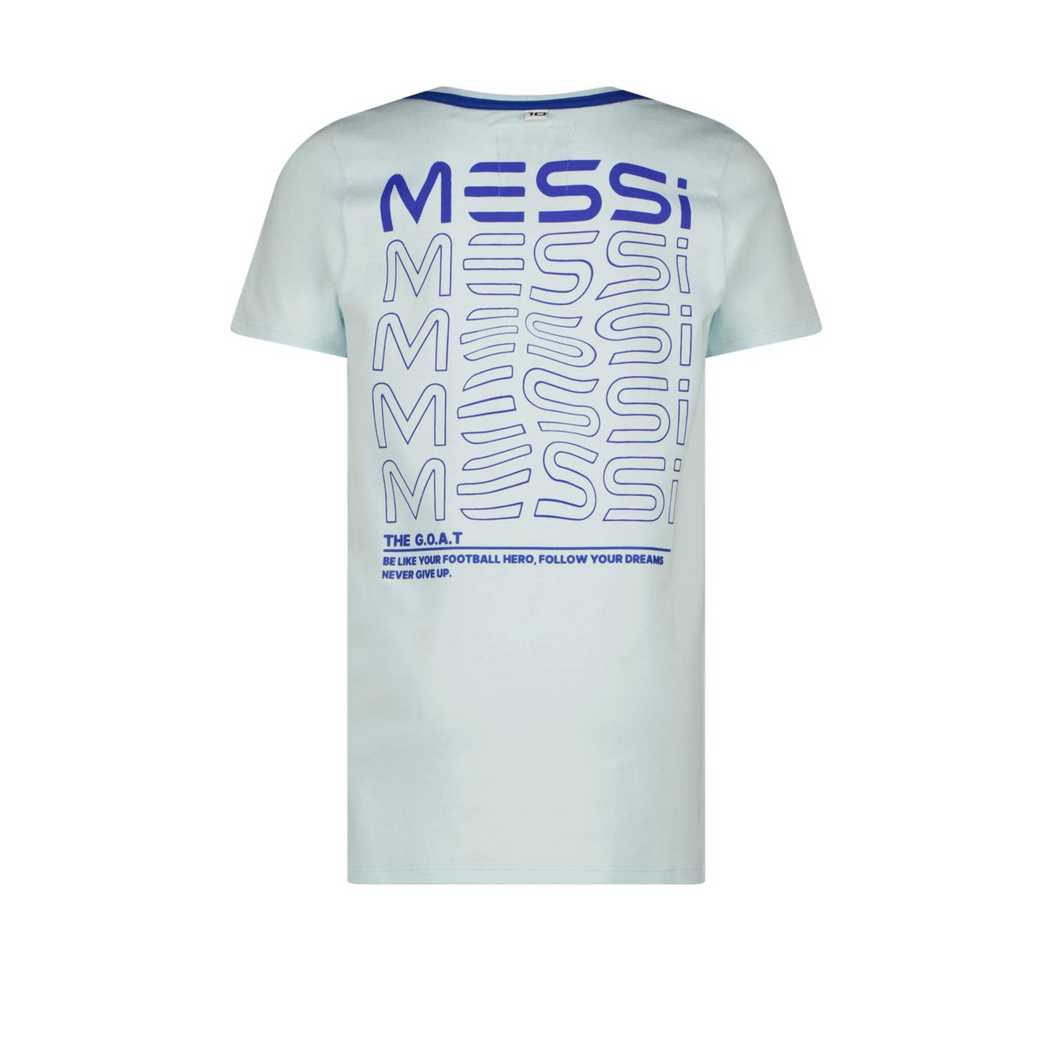 Vingino x Messi T-shirt Jacko met backprint lichtblauw hardblauw