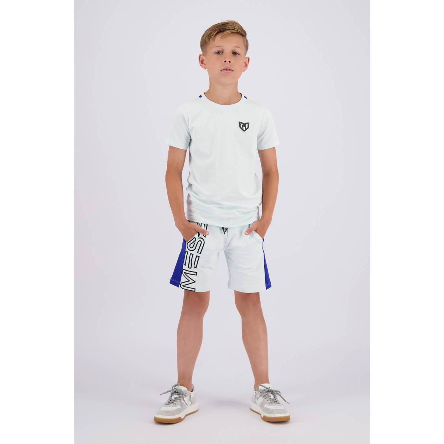 Vingino x Messi T-shirt Jacko met backprint lichtblauw hardblauw