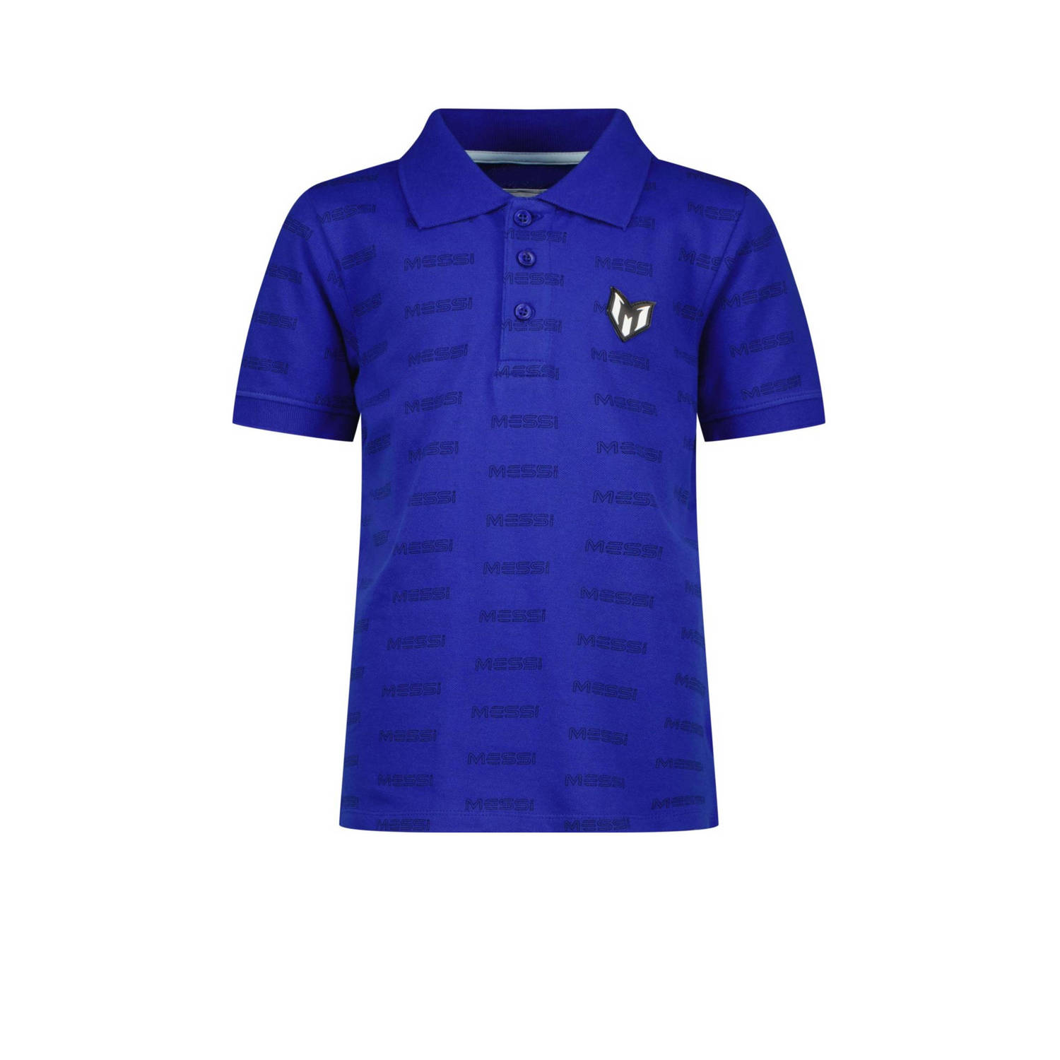 VINGINO x Messi polo Kapod met all over print hardblauw Jongens Stretchkatoen Polokraag 152