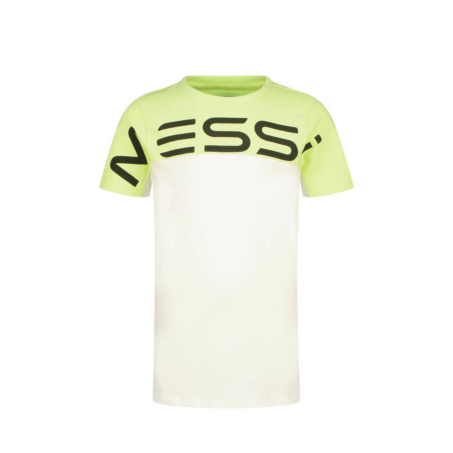 VINGINO x Messi T-shirt Jint met logo wit geel Jongens Stretchkatoen Ronde hals 104