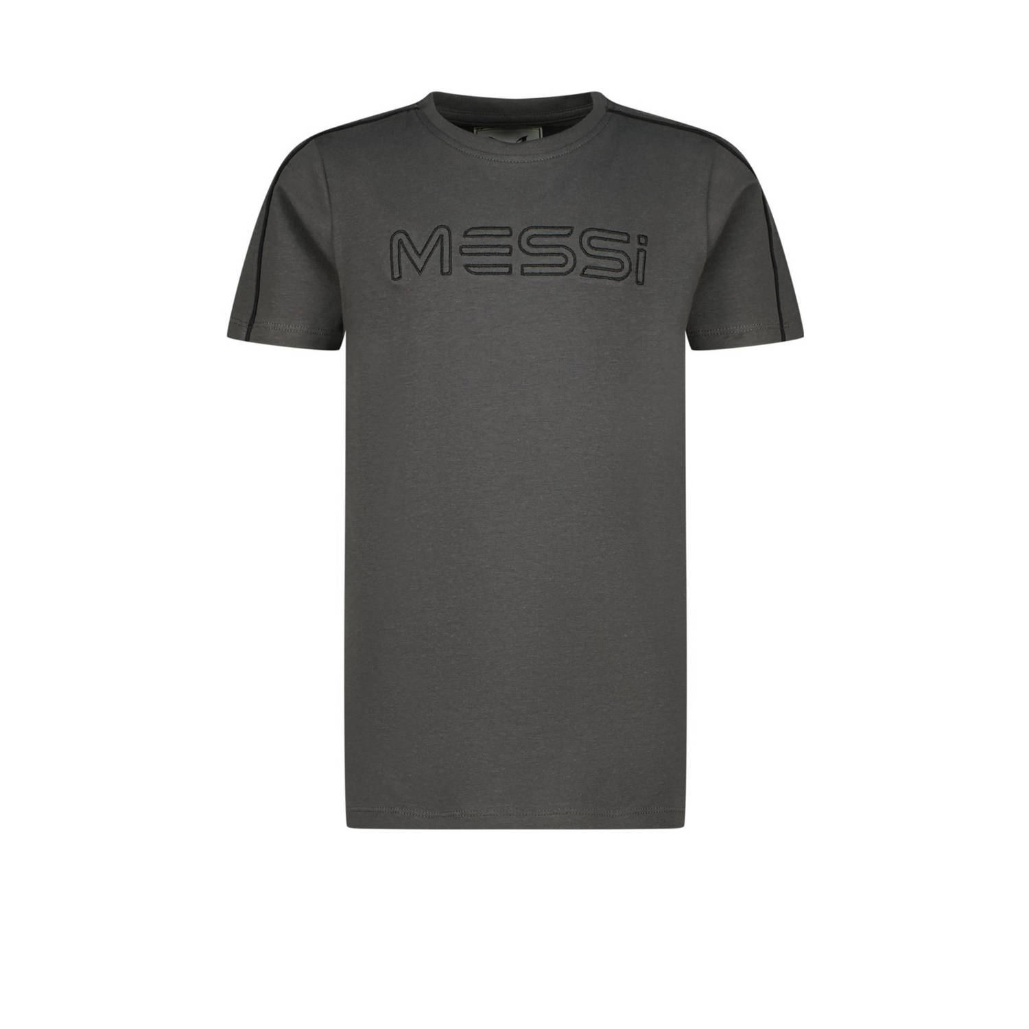 VINGINO x Messi T-shirt Jaxe met logo donkergrijs Jongens Stretchkatoen Ronde hals 152