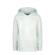 thumbnail: Blauwe jongens en meisjes Vingino sweater met logo dessin, lange mouwen, capuchon en geribde boorden