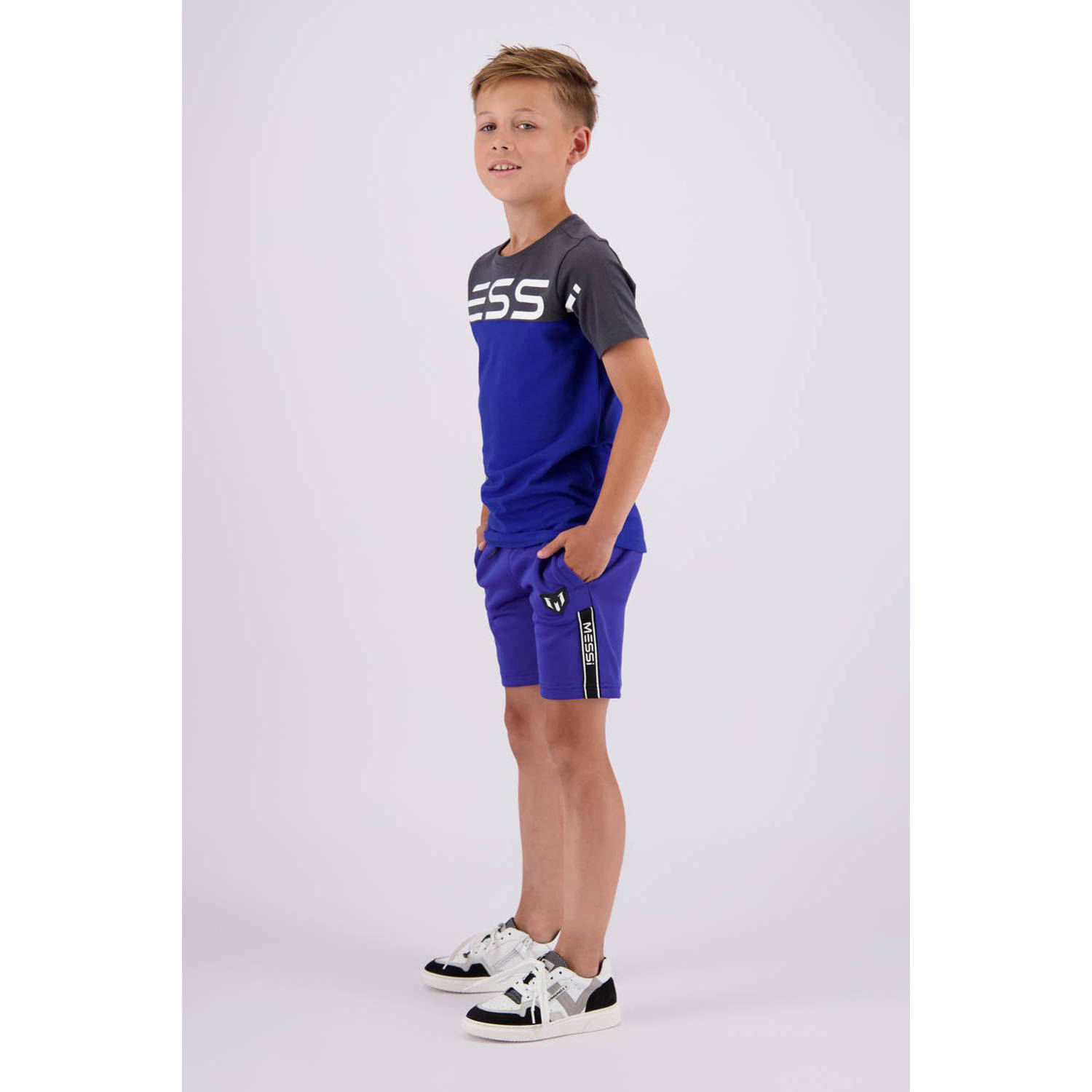 VINGINO x Messi T-shirt Jint met logo hardblauw donkergrijs Jongens Stretchkatoen Ronde hals 116