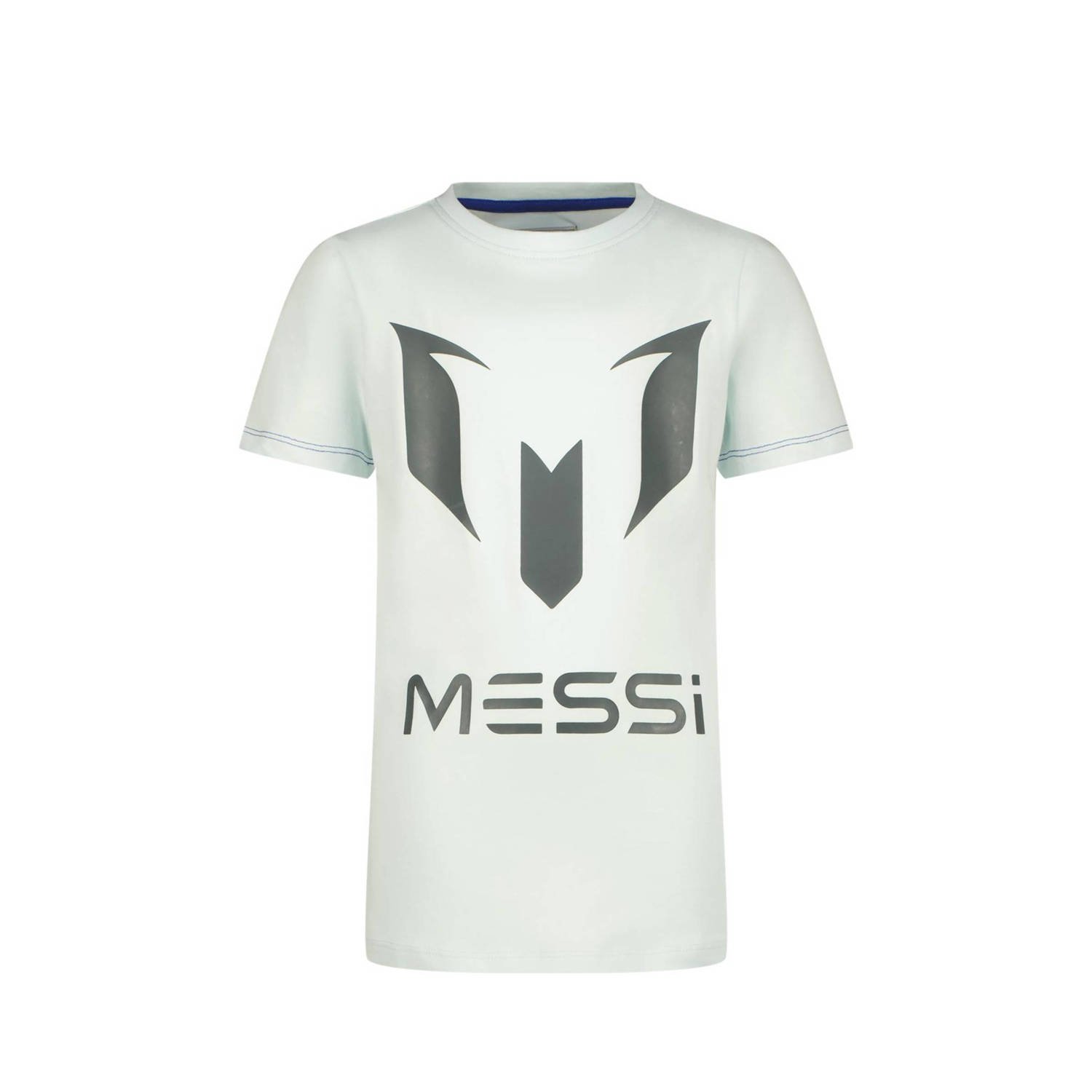 VINGINO x Messi T-shirt met logo lichtblauw grijs Jongens Stretchkatoen Ronde hals 128