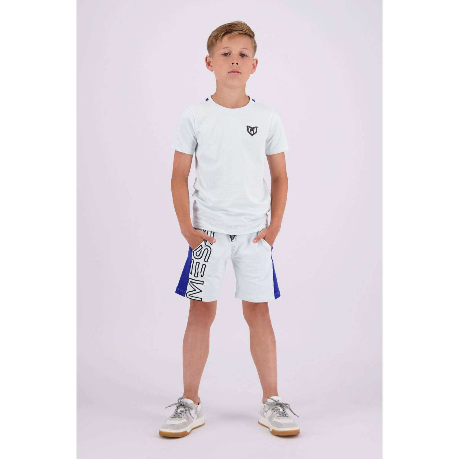 VINGINO x Messi sweatshort Rafo met logo lichtblauw hardblauw Korte broek 152