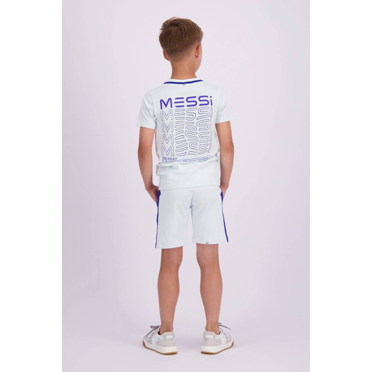 Vingino x Messi sweatshort Rafo met logo lichtblauw hardblauw