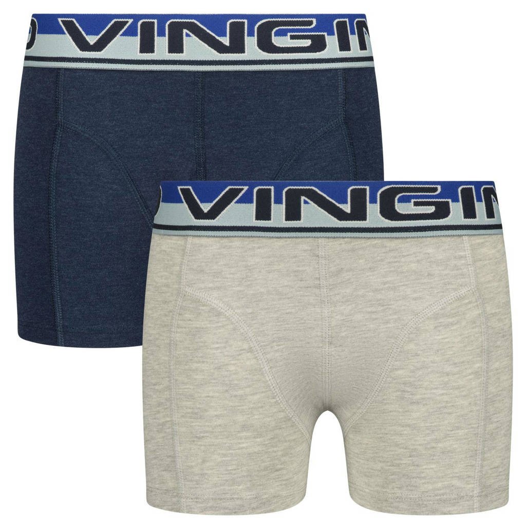 boxershort - set van 2 donkerblauw/grijs melange