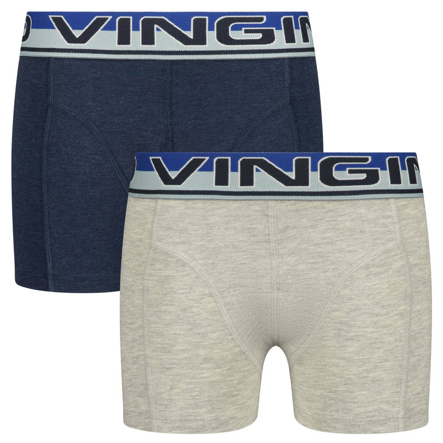 VINGINO boxershort set van 2 donkerblauw grijs melange Jongens Stretchkatoen 158 164