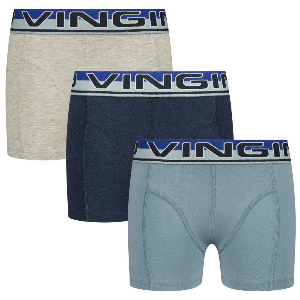 boxershort - set van 3 donkerblauw/blauw/grijs